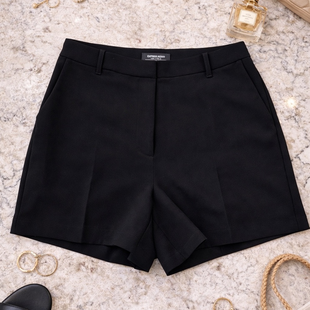 Express Editor Black Tailored Shorts Size 14 Stretch Workwear Career Shorts